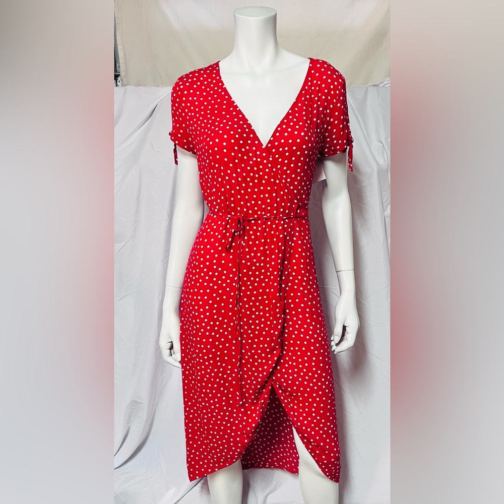 Red Polkadot Wrap Dress Sz 4 - OBO🎁